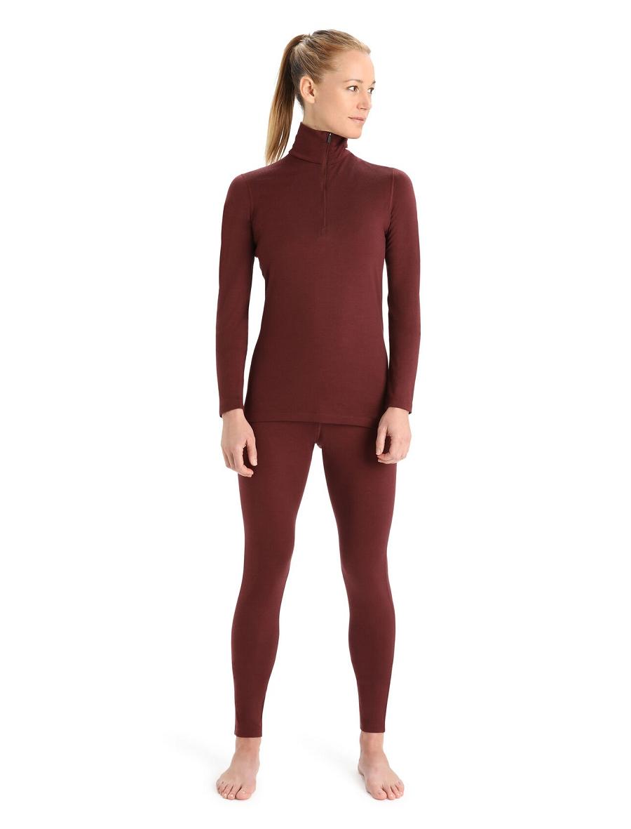 Icebreaker Merino 200 Oasis Long Sleeve Half Zip Thermal Top Női Base Layers Piros | HU 1902QMAZ